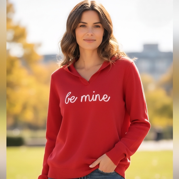 Marled by Reunited Clothing Tops - Like New Marled Be Mine Red Hoodie Sweater XS Valentine's Day
